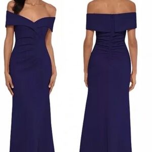 XSCAPE DRESS SIZE 8 Xscape X Womens Gathered Off-The-Shoulder Evening Dress